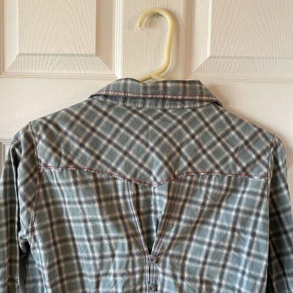 Southern Thread Women’s XL Pearl Snap Button Up Long Sleeve Shirt Plaid Western - Picture 8 of 15